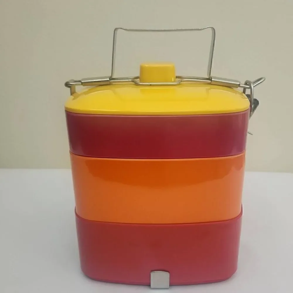 Vintage Gold Fish Brand Mid-Century Modern Melamine Stacking Lunchbox, NEW, NEVE